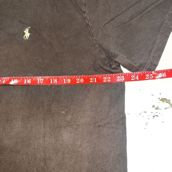 Vtg POLO RALPH LAUREN Shirt Mens L Large  Brown Single Stitch Short Sleeve Pony - Picture 4 of 10